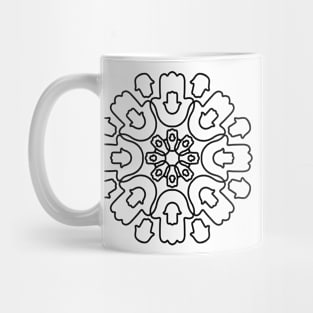 Black White Hamsa Mandala Mug